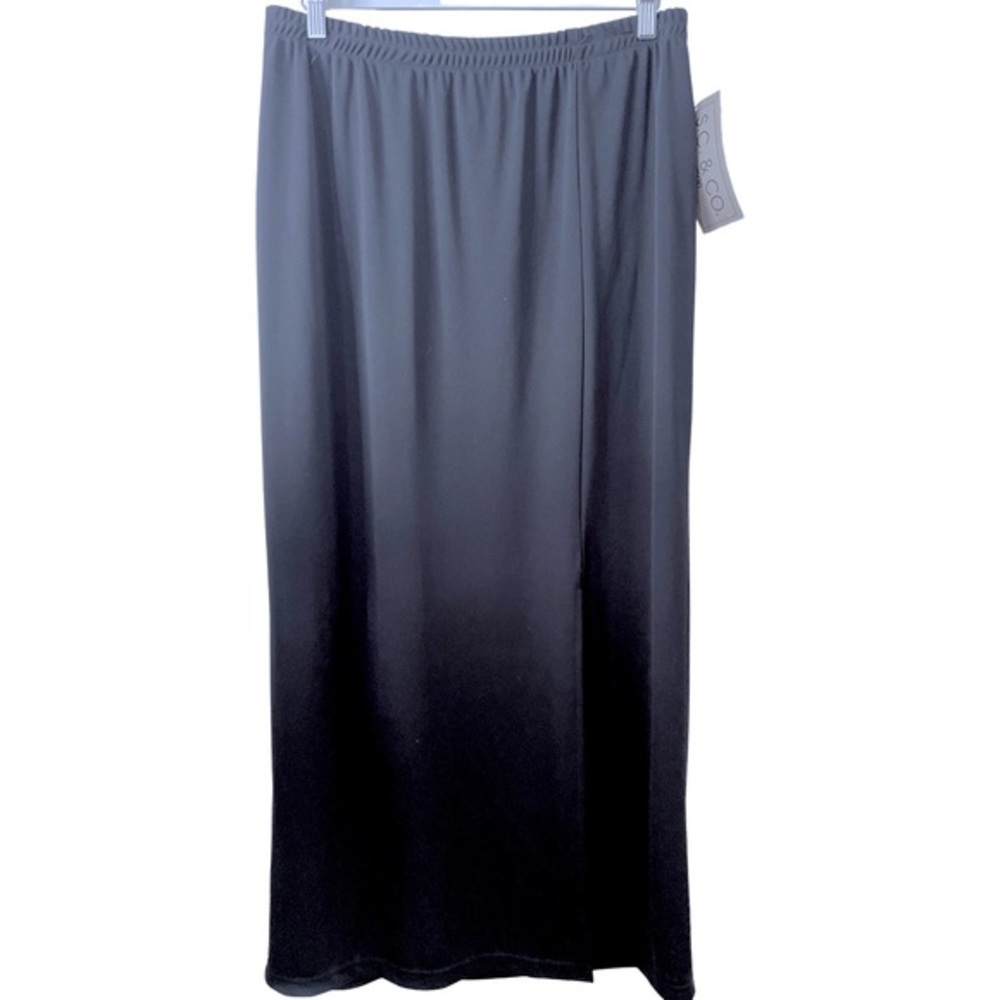 S.C & Co woman long‎ black maxi skirt with front slit 1X